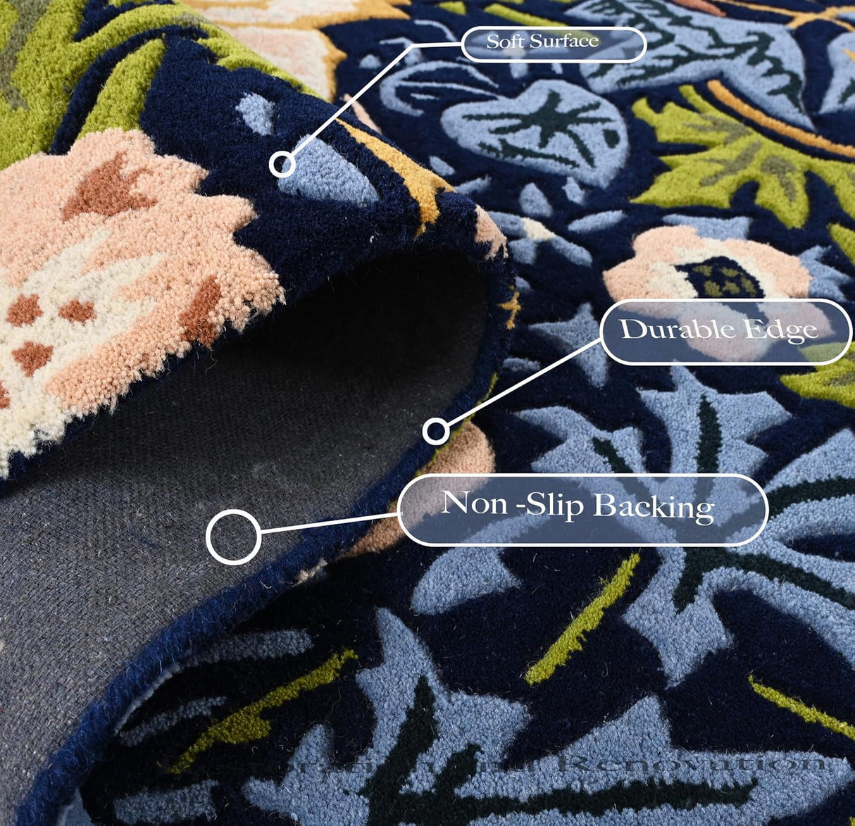 Premium Handmade Wild Strawberry Floral Wool Area Rug