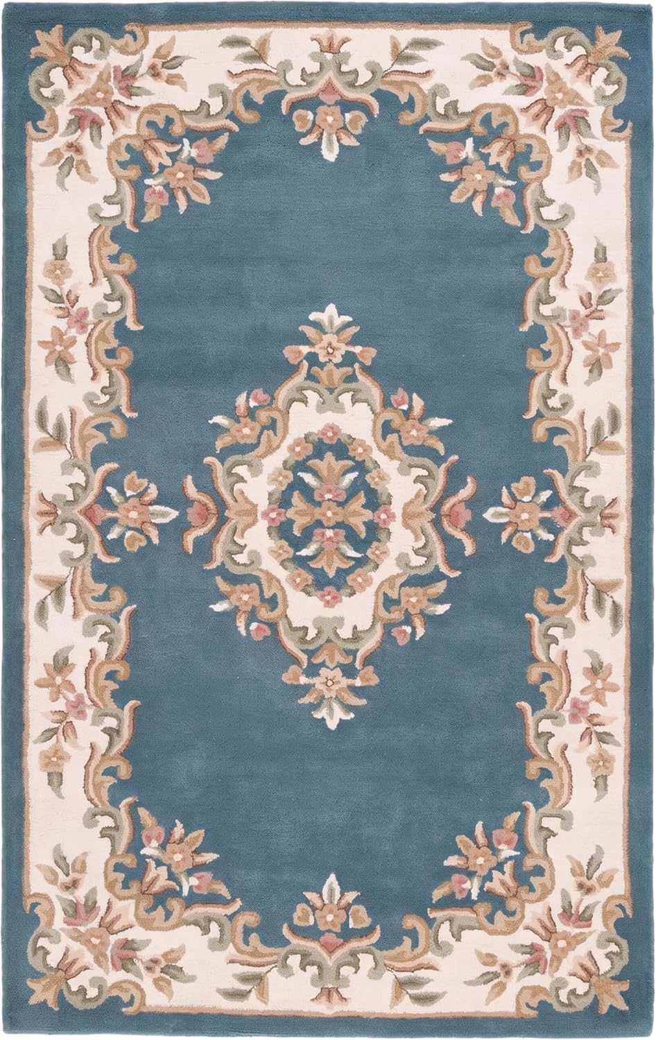 Handmade Traditional Wool Rug | Floral Medallion Border Design