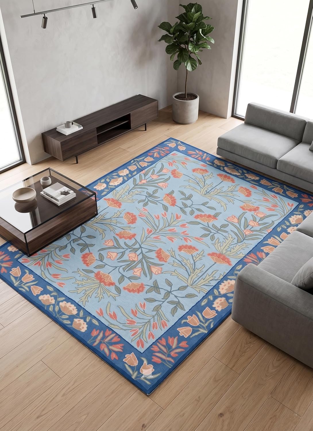 Hand-Tufted Adeline Wool Rug with Traditional Floral Tulip Design