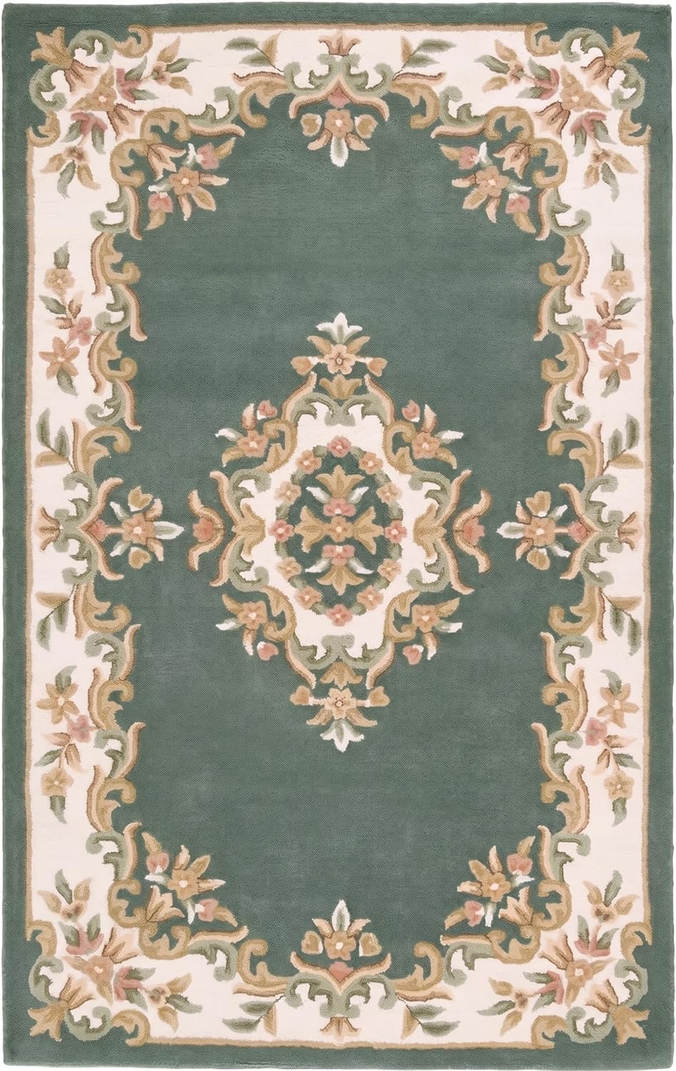Handmade Traditional Wool Rug | Floral Medallion Border Design