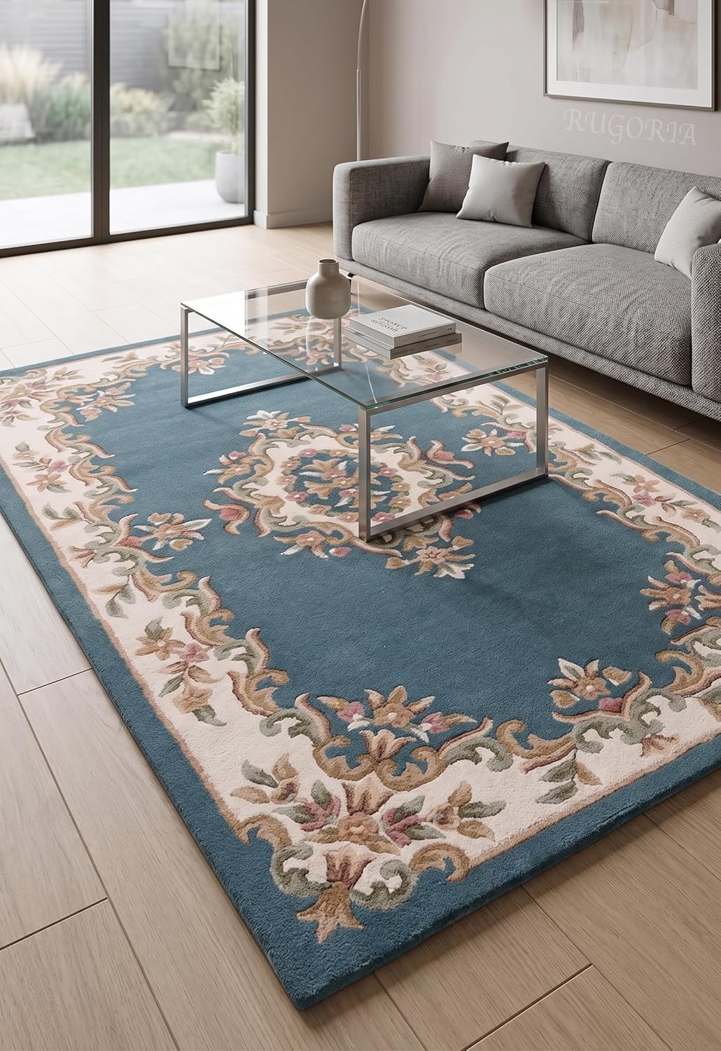 Handmade Traditional Wool Rug | Floral Medallion Border Design