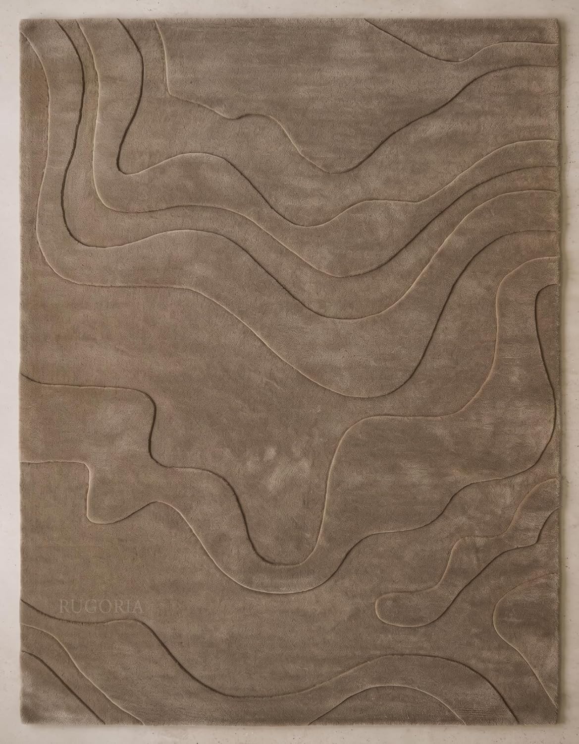 Modern Abstract Hand-Tufted Wool Area Rug Carved High-Low Pattern