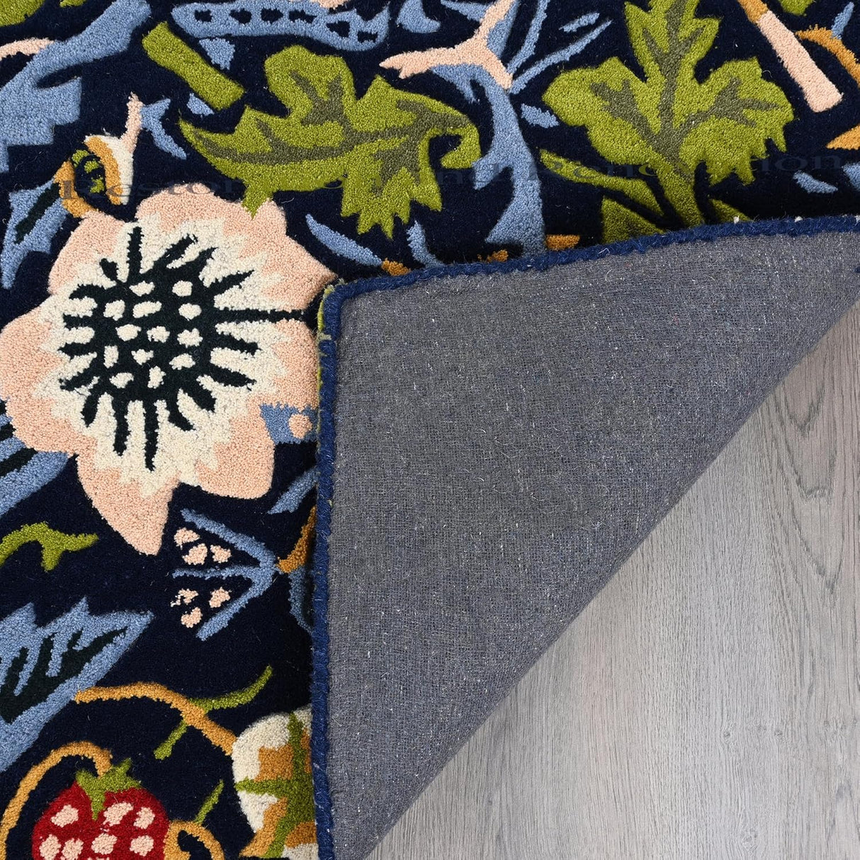 Premium Handmade Wild Strawberry Floral Wool Area Rug