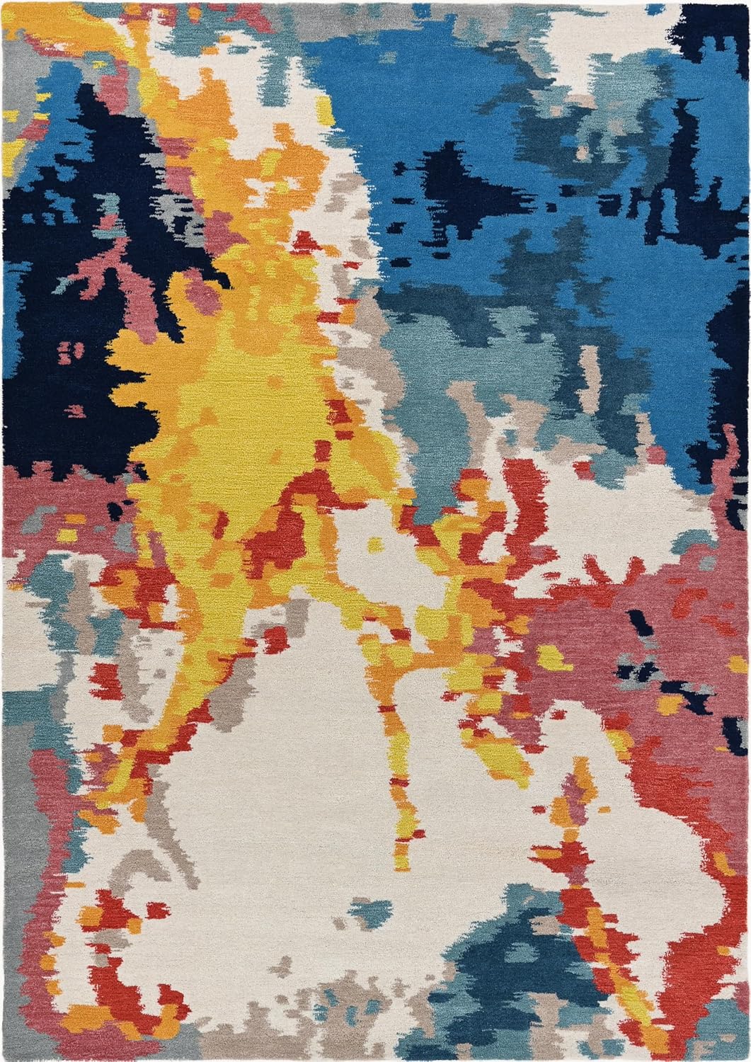 Premium Modern Handmade Wool & Viscose Flame Pattern Area Rug