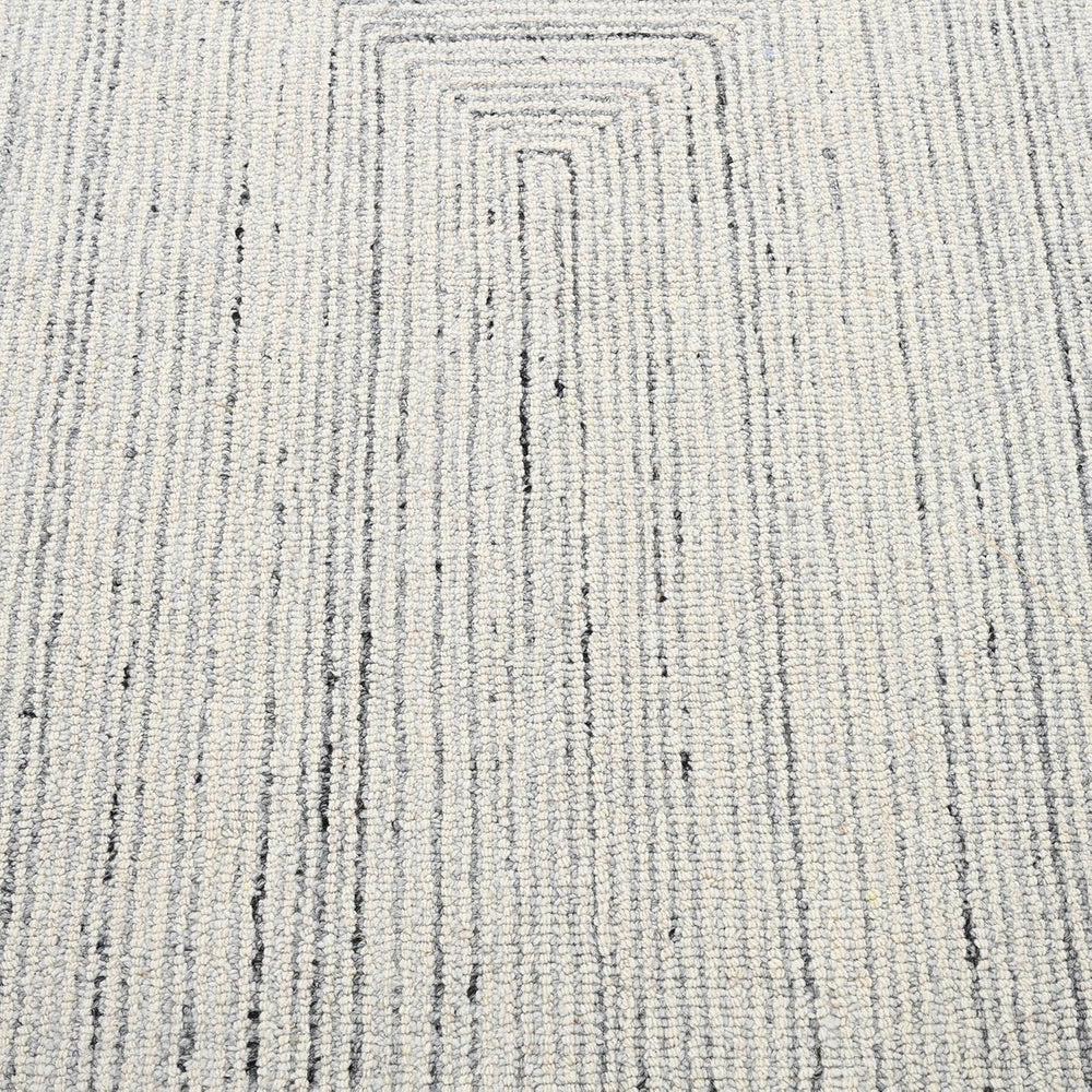 Handmade Scalloped Wool Rug - Irregular Edge Textured Area Rug - Soft, Modern Geometric Design Carpet