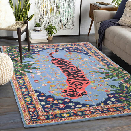Hand-Tufted Bengal Tiger Animal Print Wool Area Rug