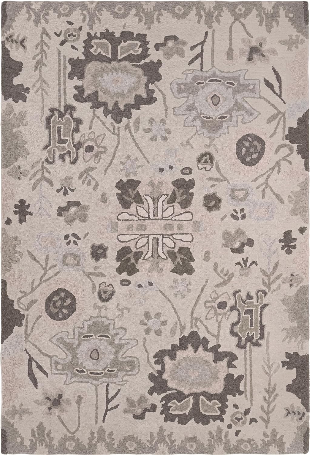 Handmade Oushak Wool Area Rug – Featuring Floral and Botanical Patterns in Soft Tones