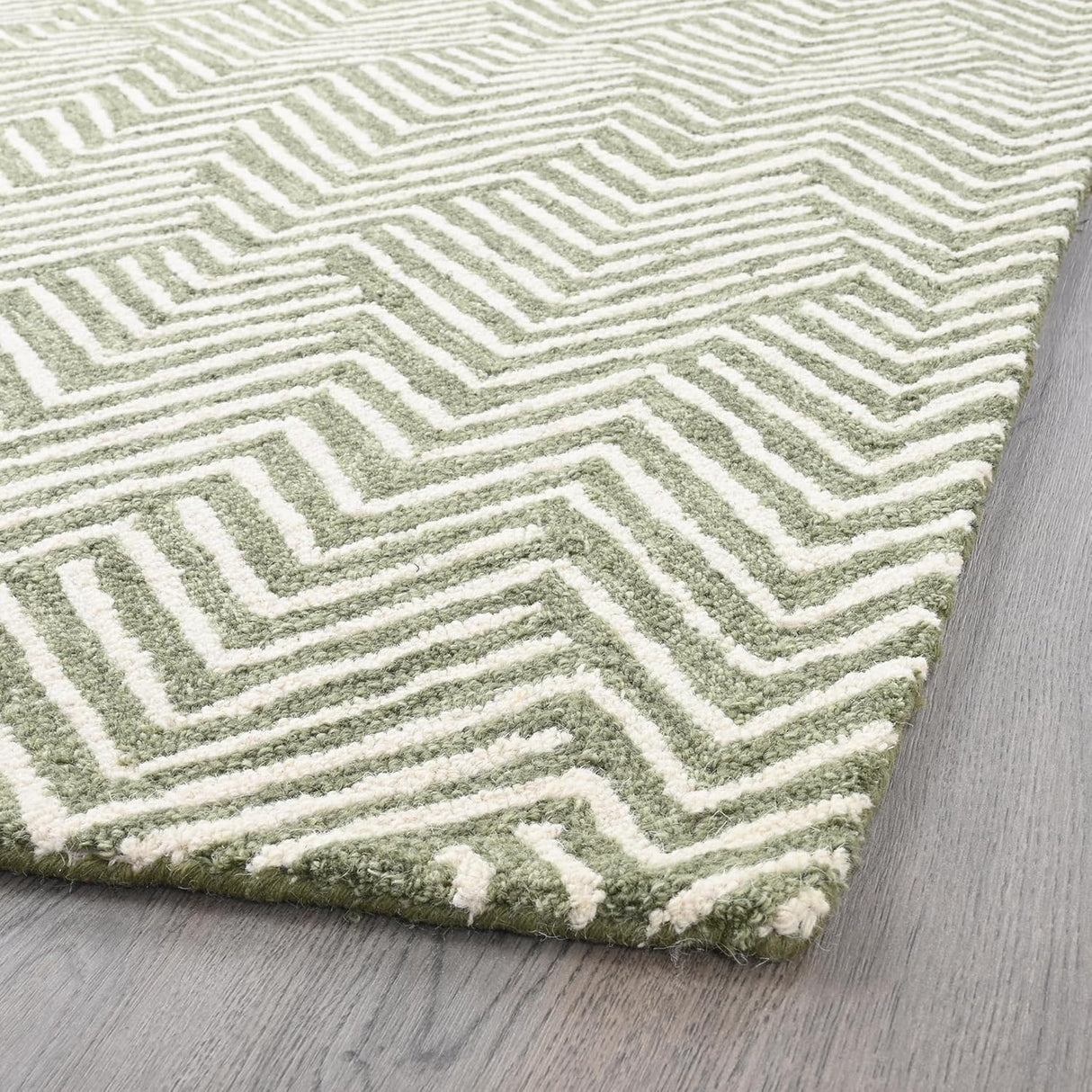 Modern Herringbone Chevron Collection Area Rug - Handmade Wool Carpet