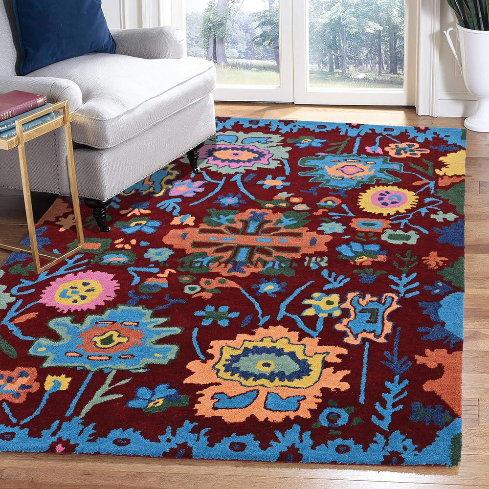 Handmade Oushak Wool Area Rug – Featuring Floral and Botanical Patterns in Soft Tones