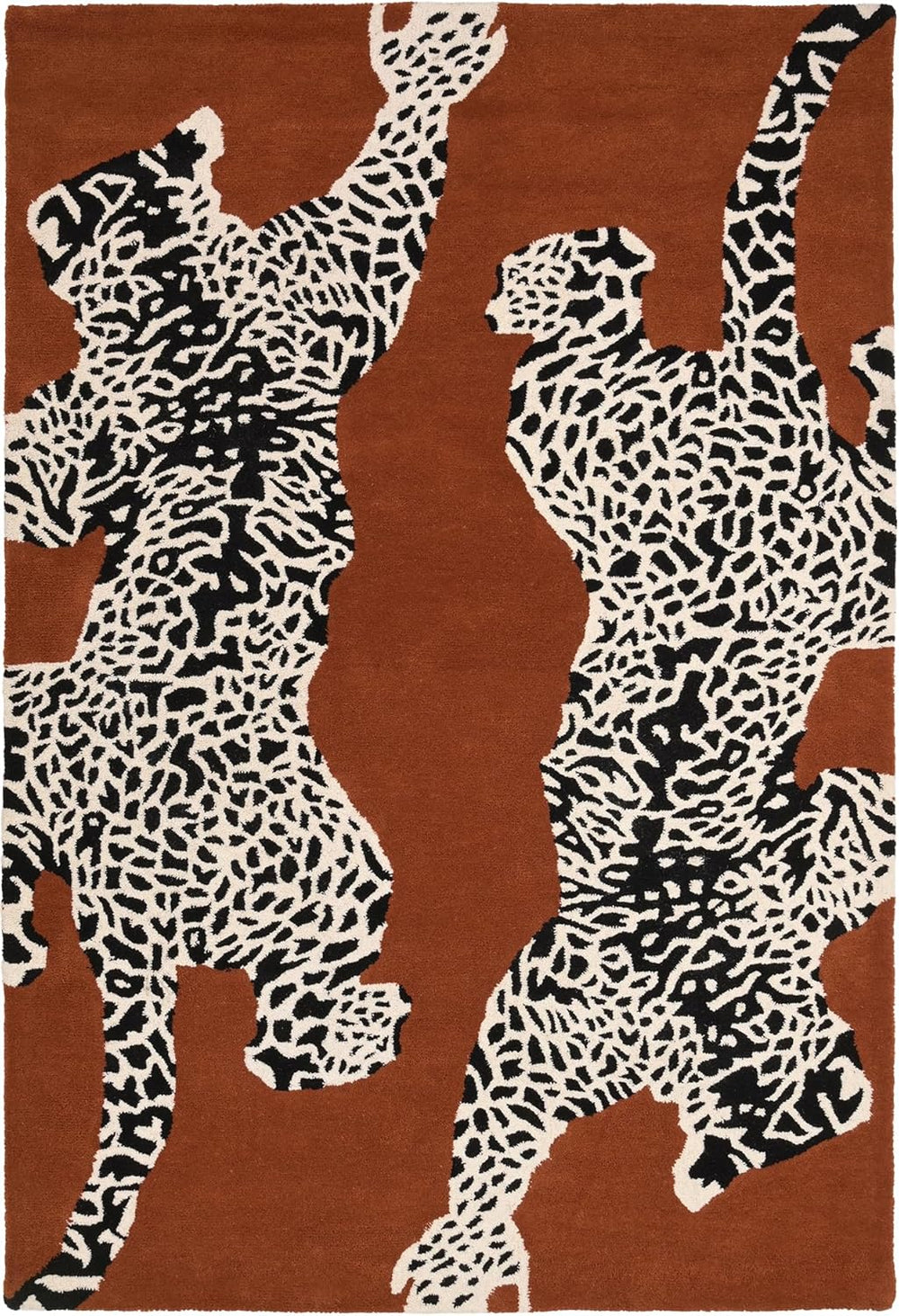 Climbing Jaguar Modern Handmade Wool Area Rug
