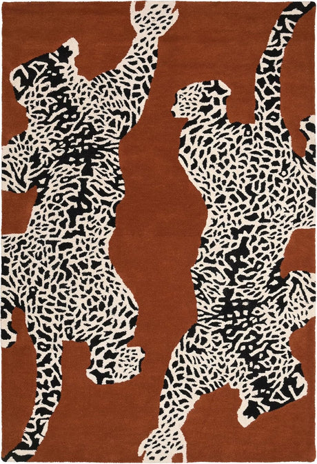 Climbing Jaguar Modern Handmade Wool Area Rug