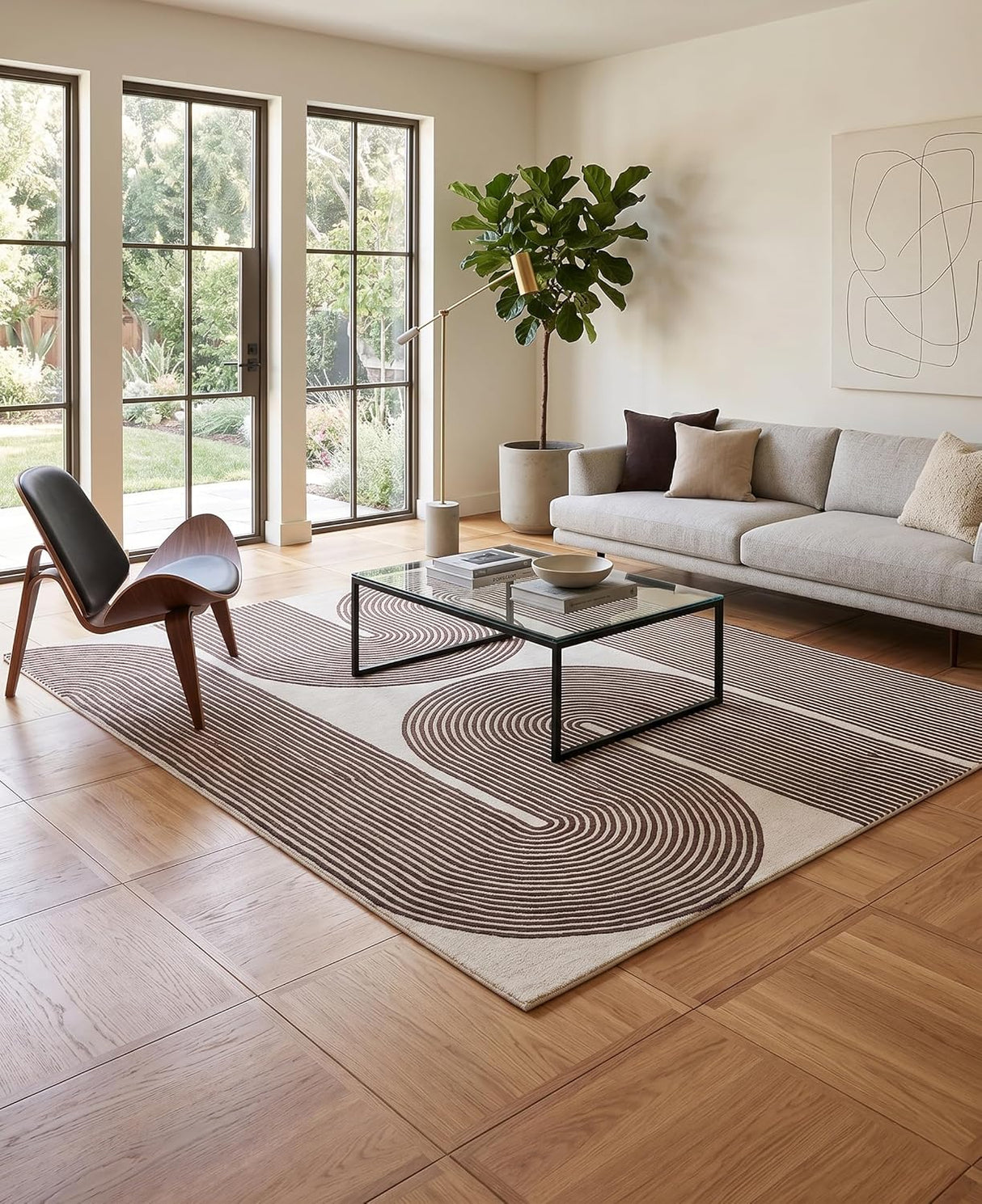 Gold, Ink & Olive Modern Hand-Tufted Wool Area Rug