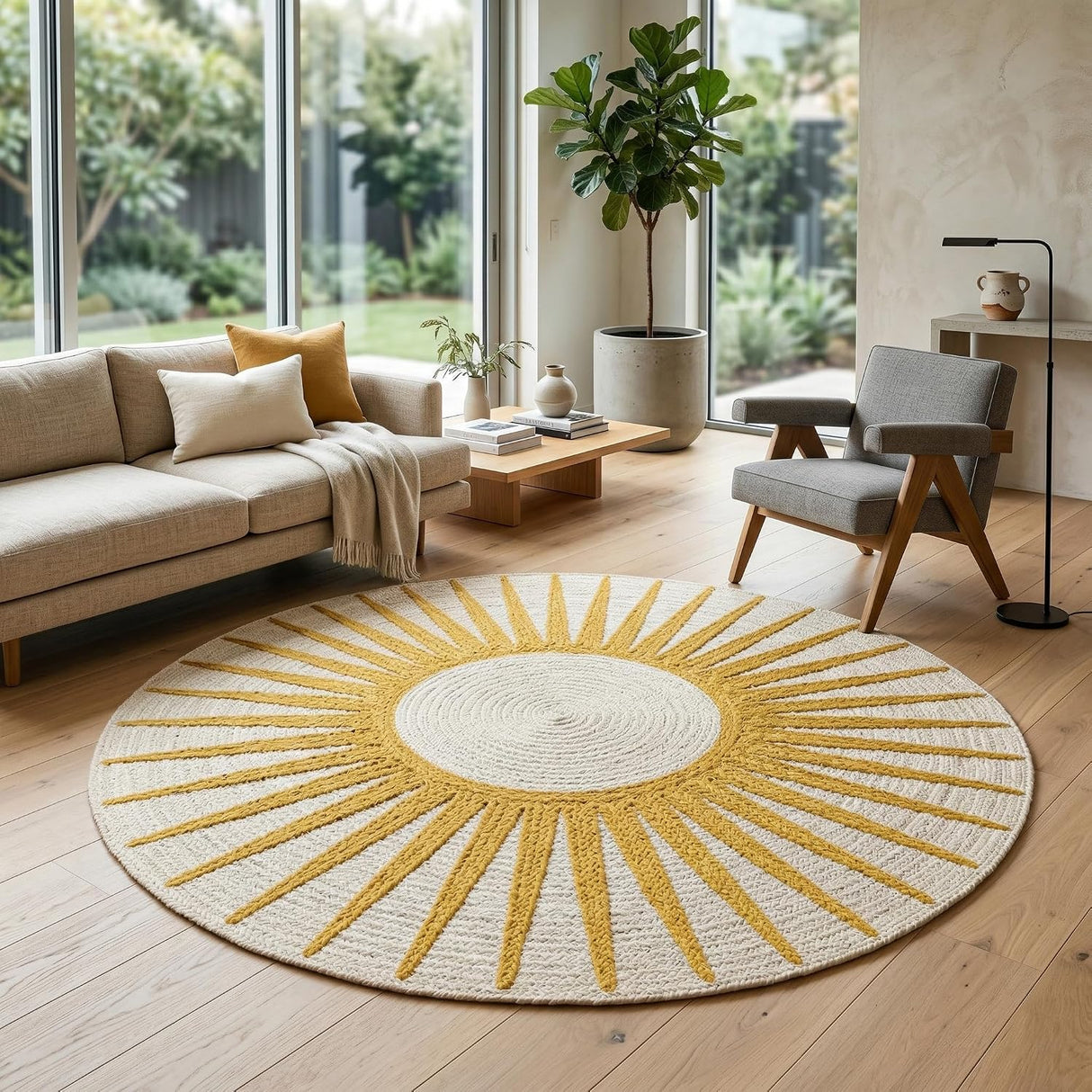 Round Jute Rug – Handwoven Natural Fiber Accent Rug