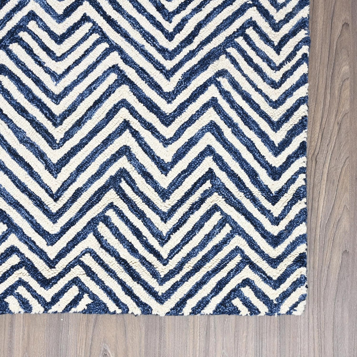 Modern Herringbone Chevron Collection Area Rug - Handmade Wool Carpet