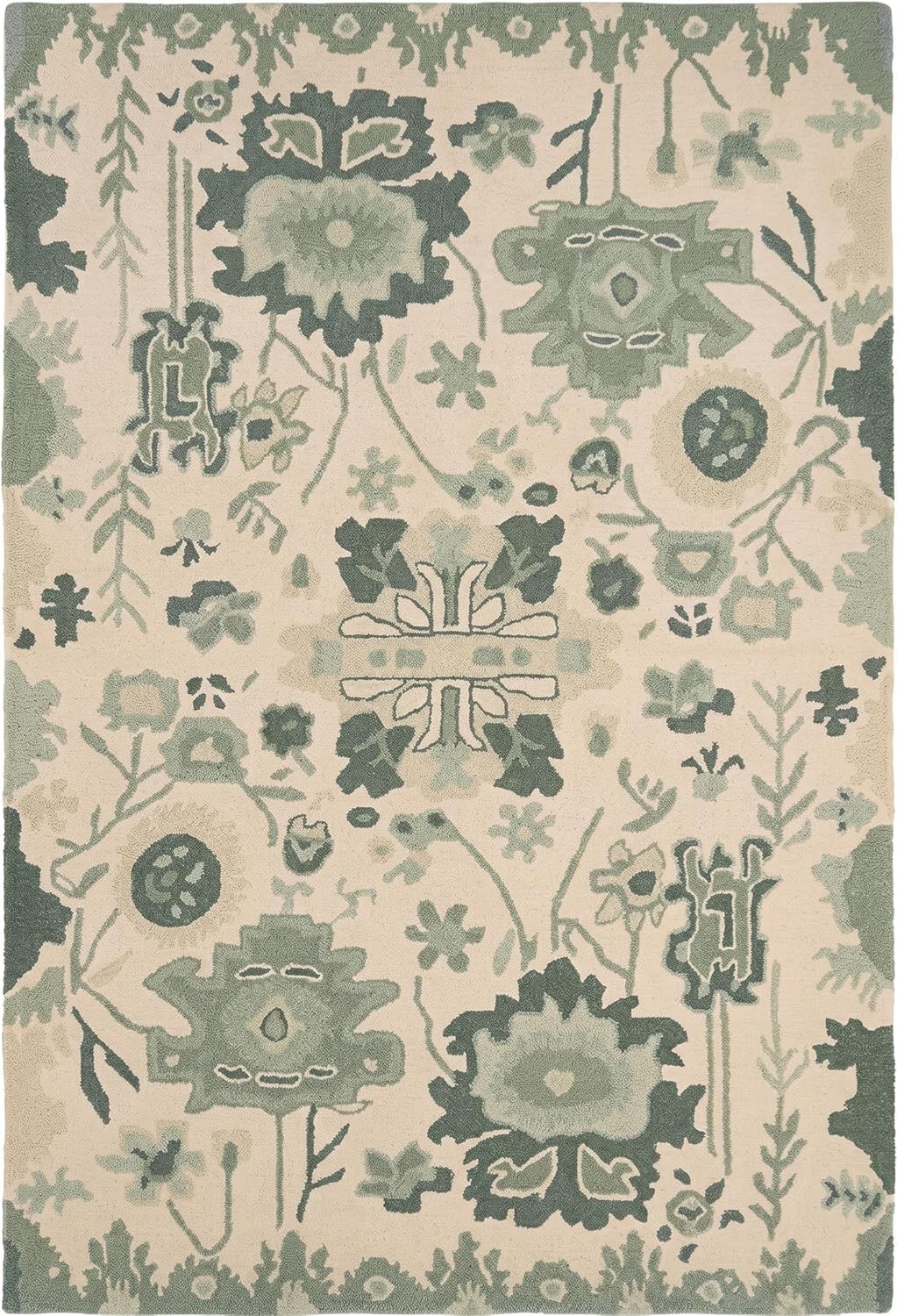 Handmade Oushak Wool Area Rug – Featuring Floral and Botanical Patterns in Soft Tones