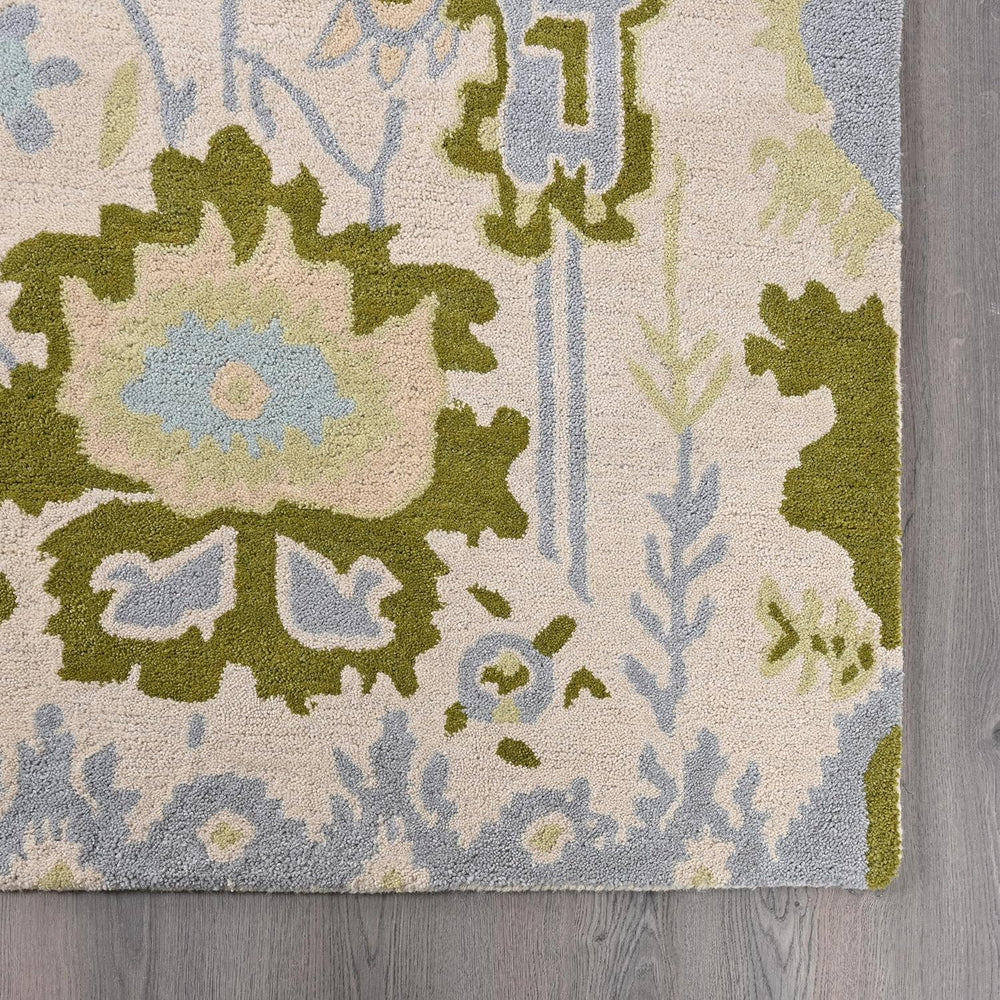 Handmade Oushak Wool Area Rug – Featuring Floral and Botanical Patterns in Soft Tones