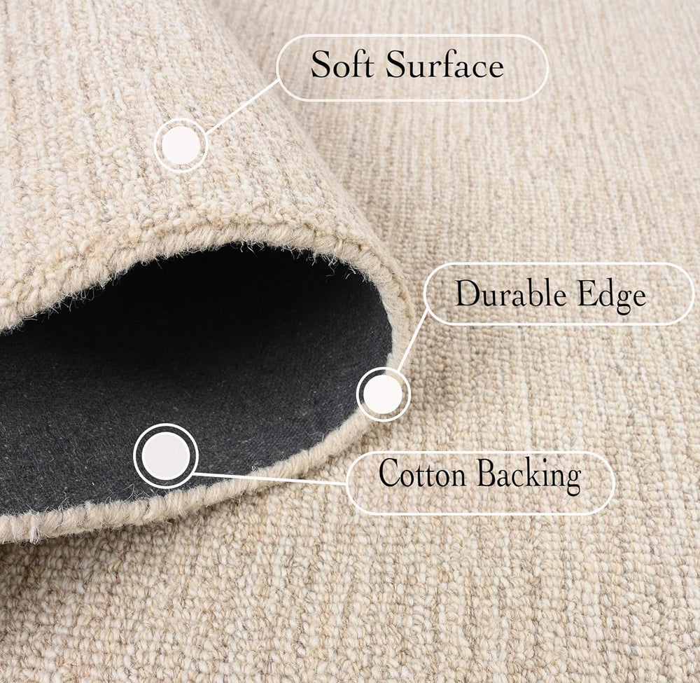 Premium Handmade Wool Area Rug | 100% Natural Wool, Non-Shedding, Thick & Durable Carpet