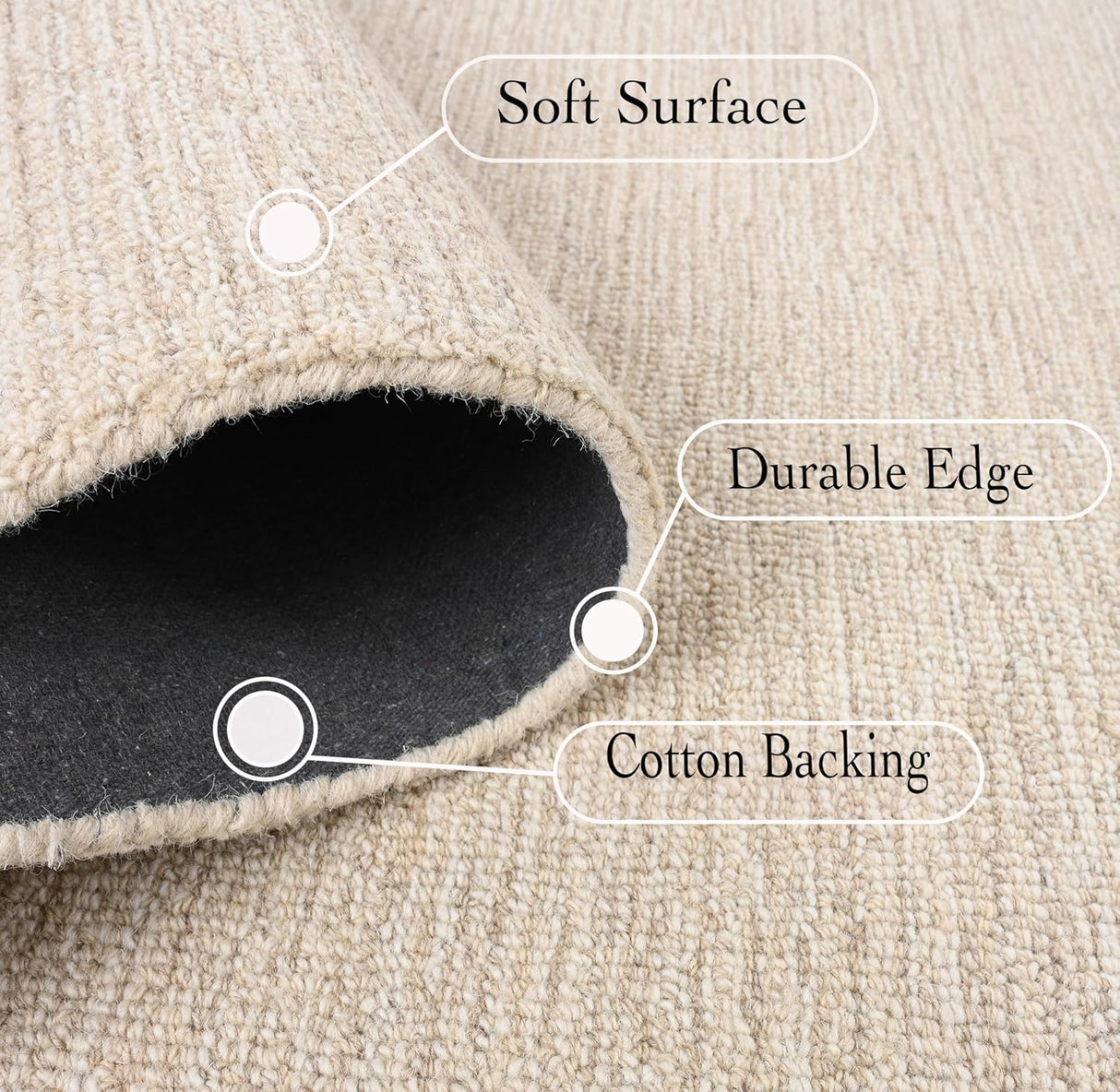 Premium Handmade Wool Area Rug | 100% Natural Wool, Non-Shedding, Thick & Durable Carpet