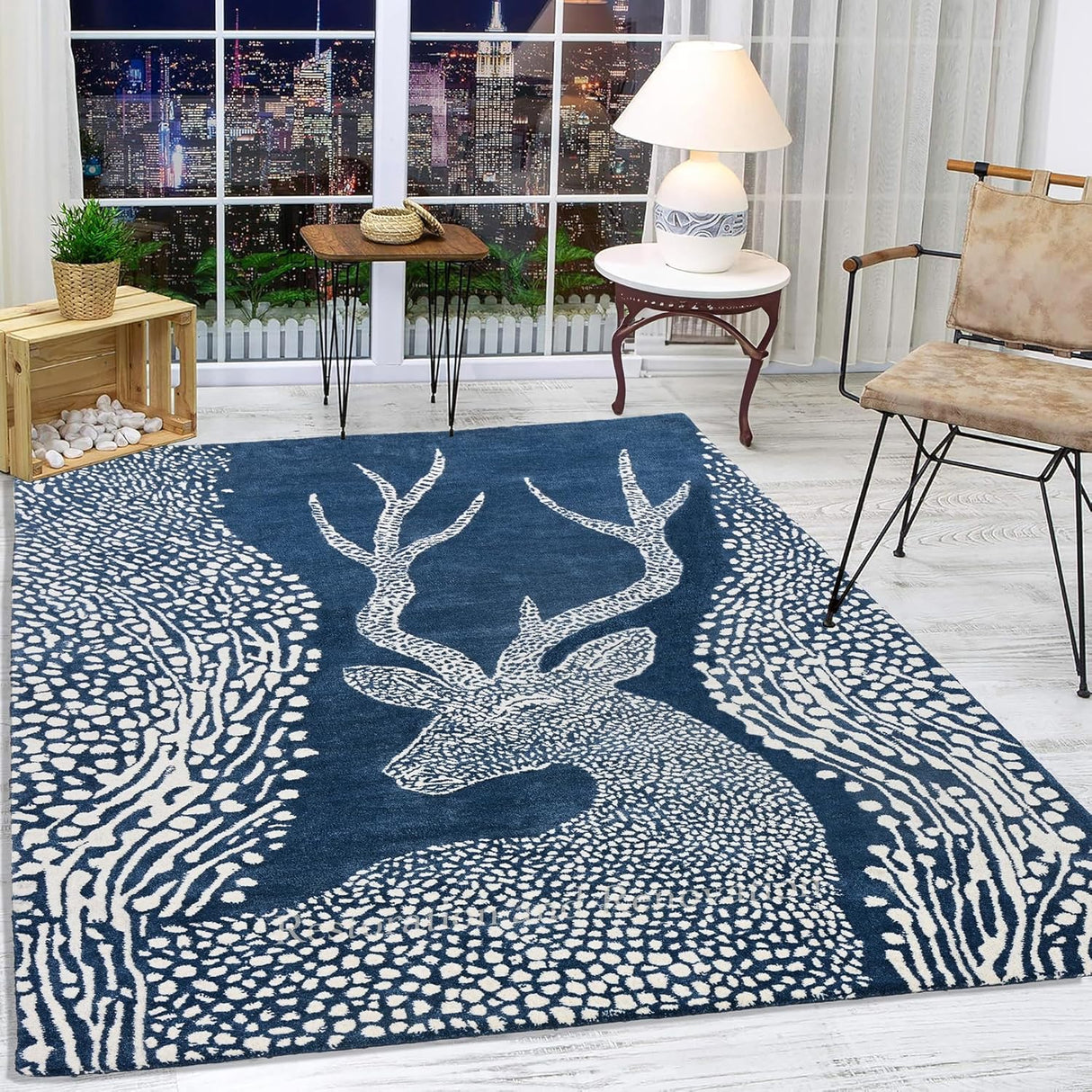 Hand-Tufted Antelope Wool Area Rug – Animal Print, Modern Carpet