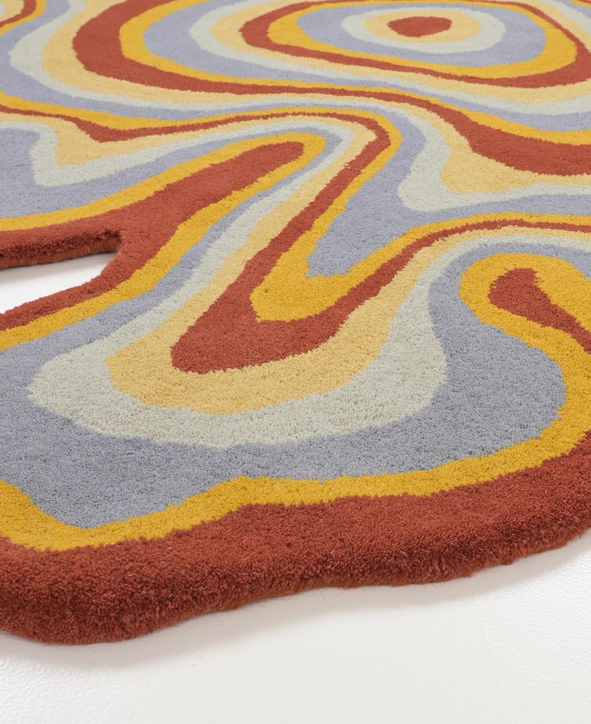 Irregular Shaped Handmade Wool Area Rug