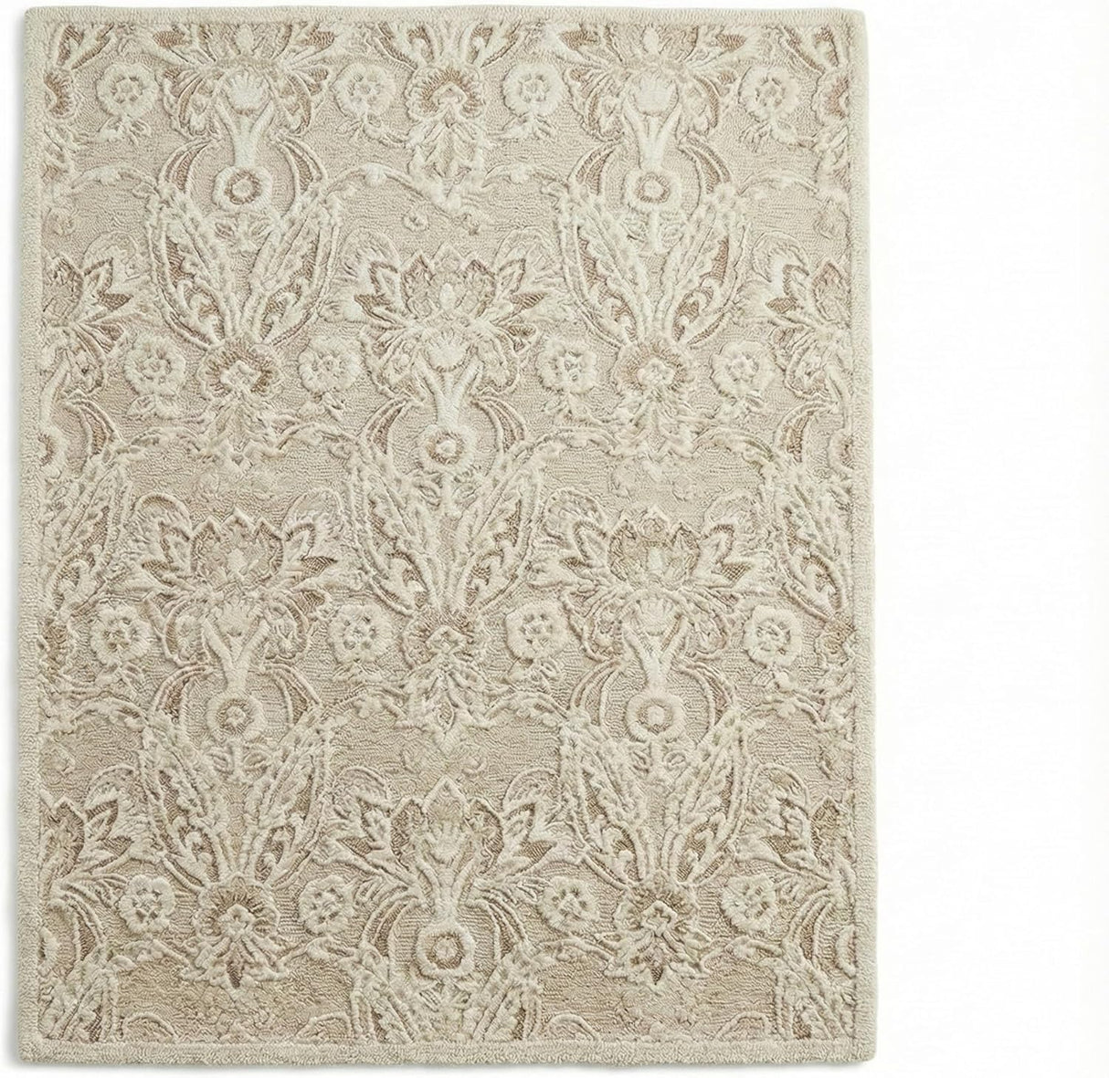 Hand-Tufted Floral Damask Wool Rug