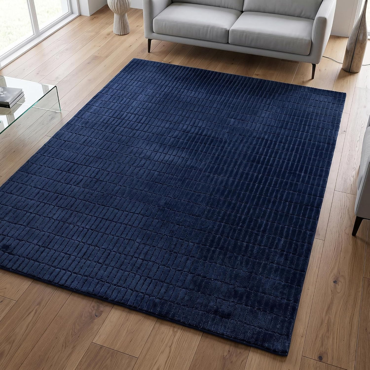 Hand-Tufted 100% Wool Rug – Unique Modern Geometric Grid Pattern