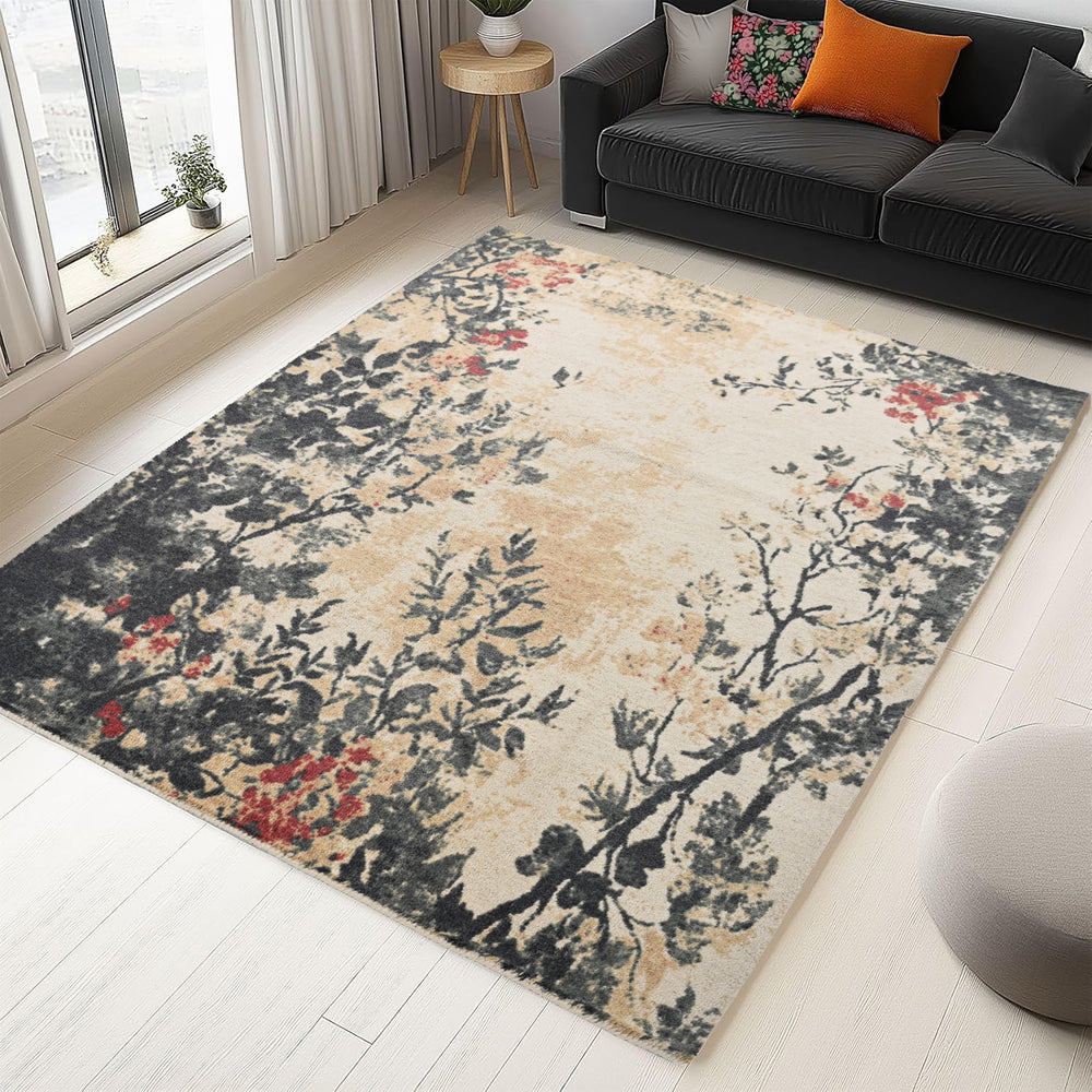 Hand-Tufted Wool Area Rug – Botanical Design with Garden-Inspired Pattern