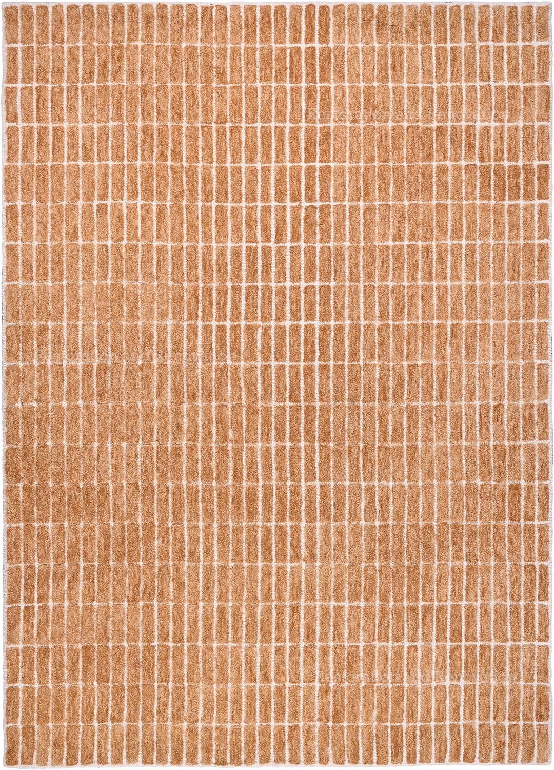 Close-up Capitola wool rug with grid pattern.