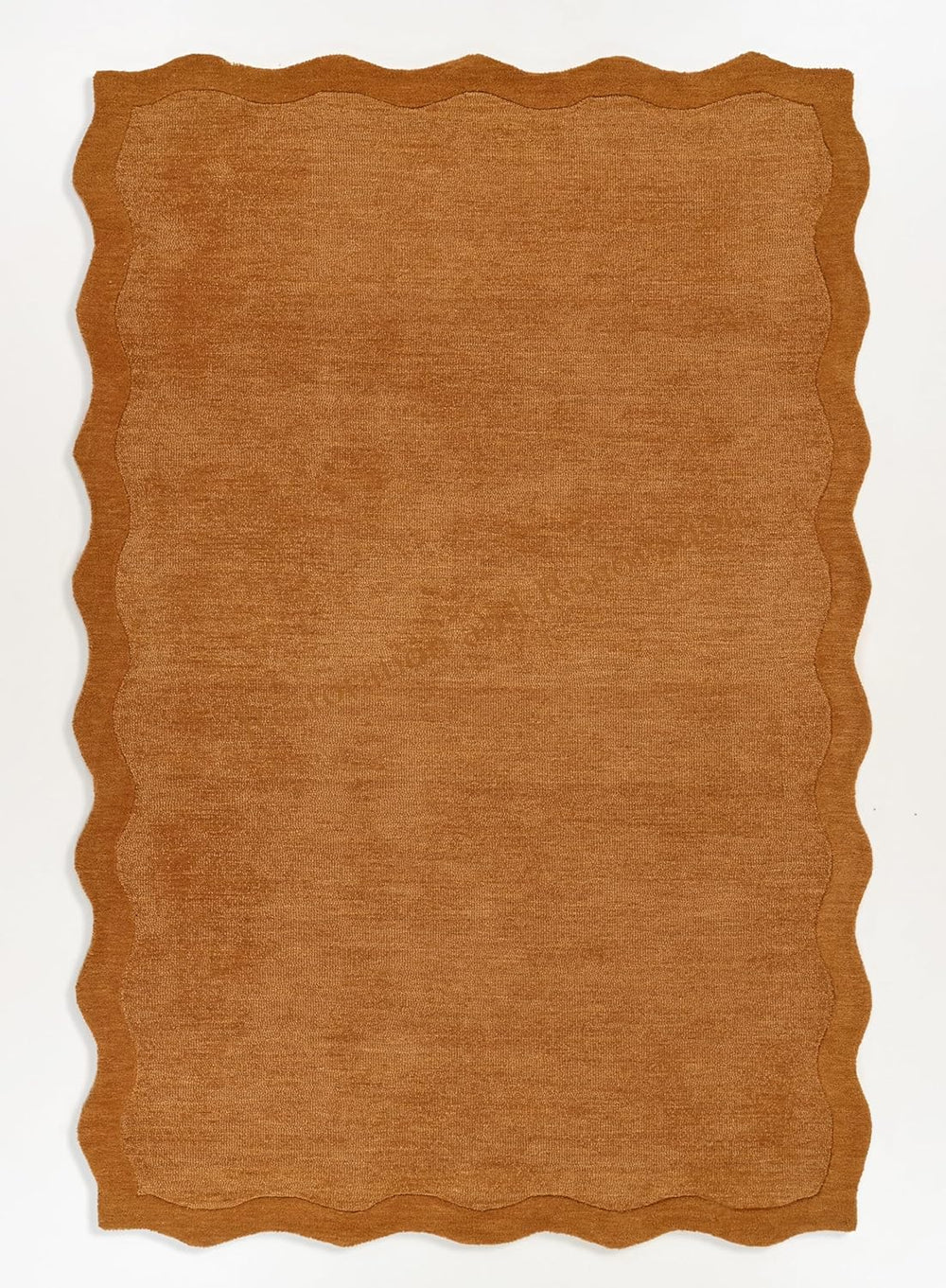 Scalloped Wool Rug – Hand-Tufted, Thick & Soft, Wavy Edge with Cotton Backing