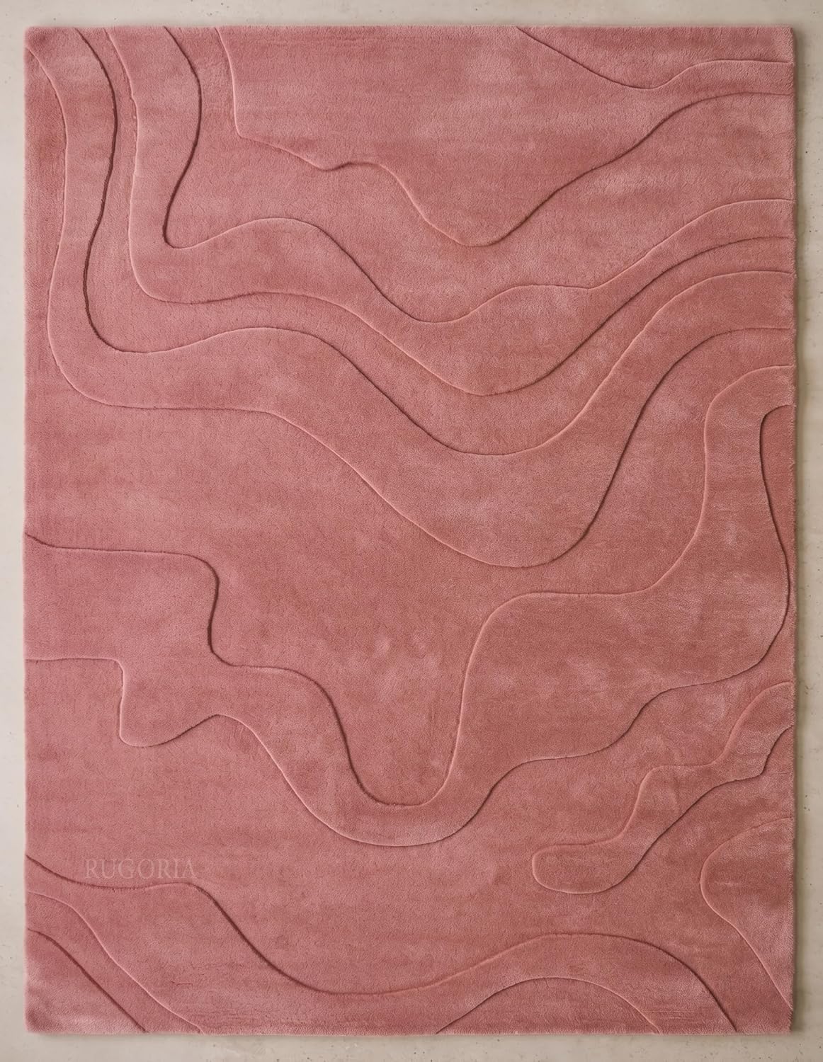 Modern Abstract Hand-Tufted Wool Area Rug Carved High-Low Pattern