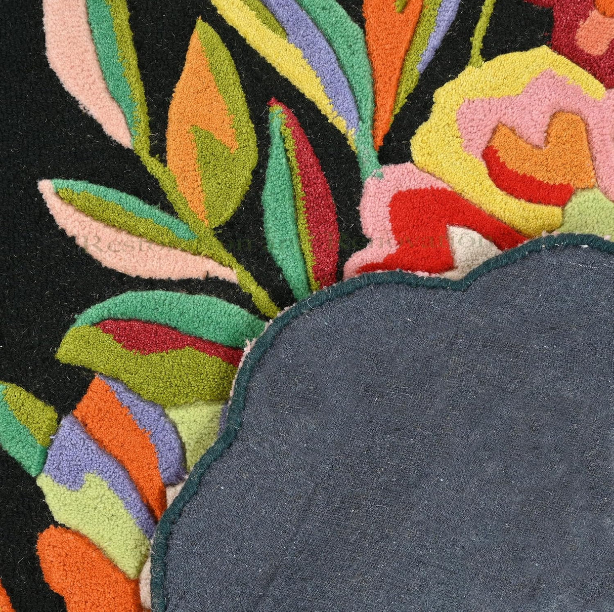 Handmade Colorful Roses Floral Wool Area Rug