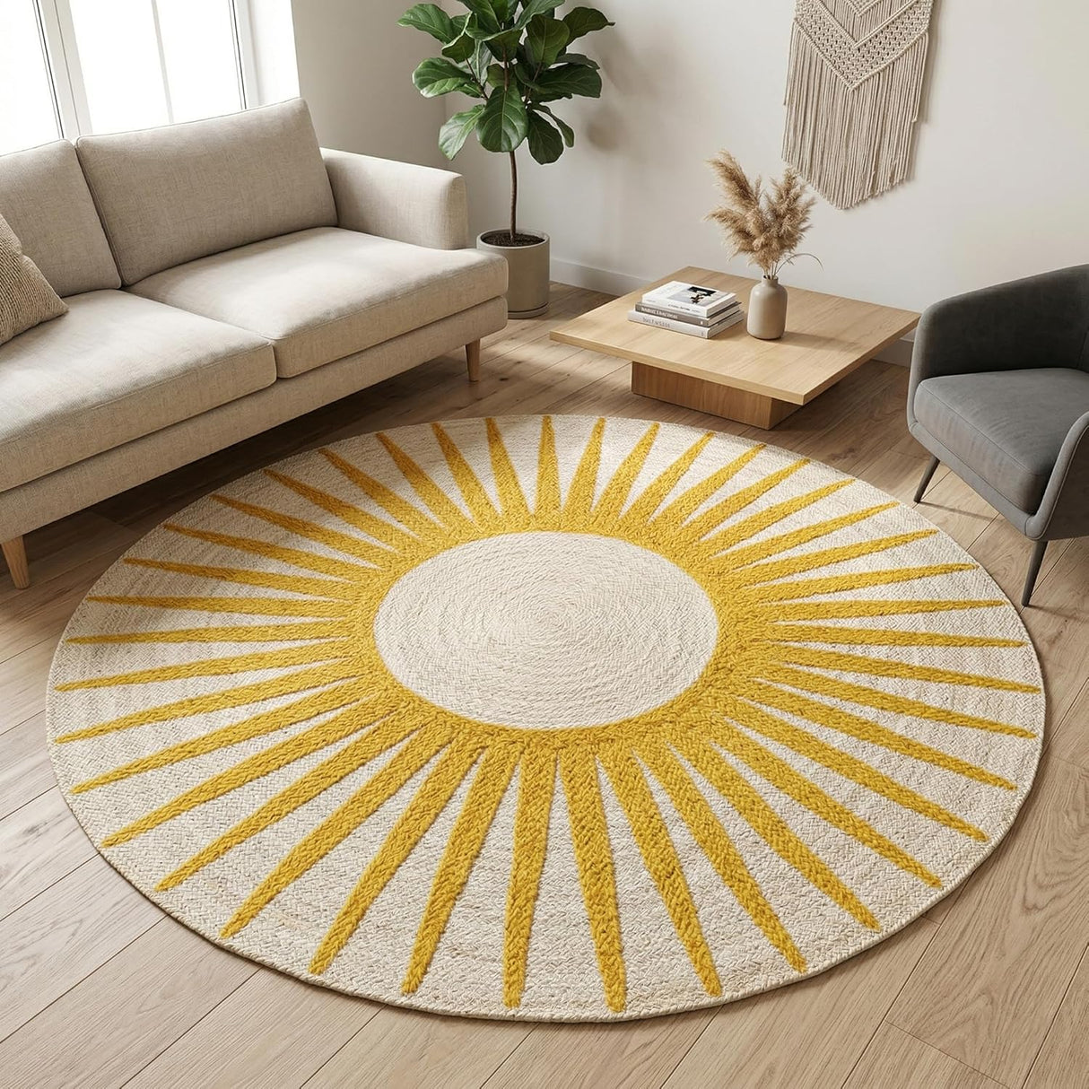 Round Jute Rug – Handwoven Natural Fiber Accent Rug