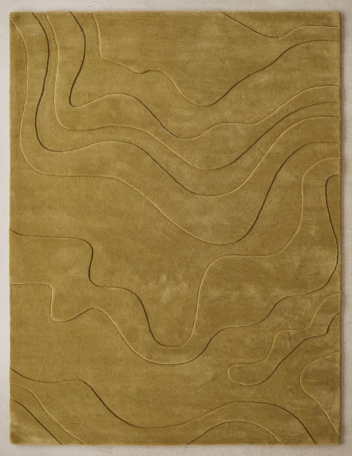 Modern Abstract Hand-Tufted Wool Area Rug Carved High-Low Pattern