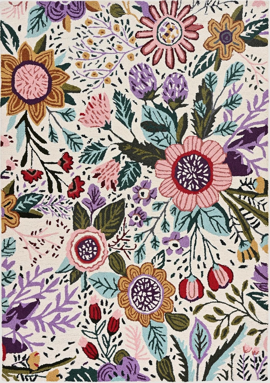 Hand-Tufted Floral Area Rug - Colorful Garden Design