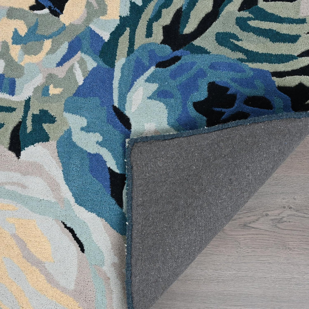 Modern Rose Floral Wool Rug | Colorful Garden Flower Design Carpet