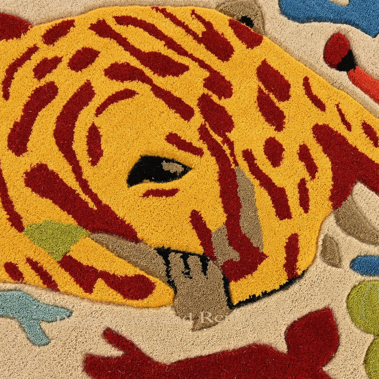 Handmade Artistic Animal Wool Area Rug – Colorful Kids’ Room & Nursery Carpet – Soft Plush Tufted Jungle Theme Rugs