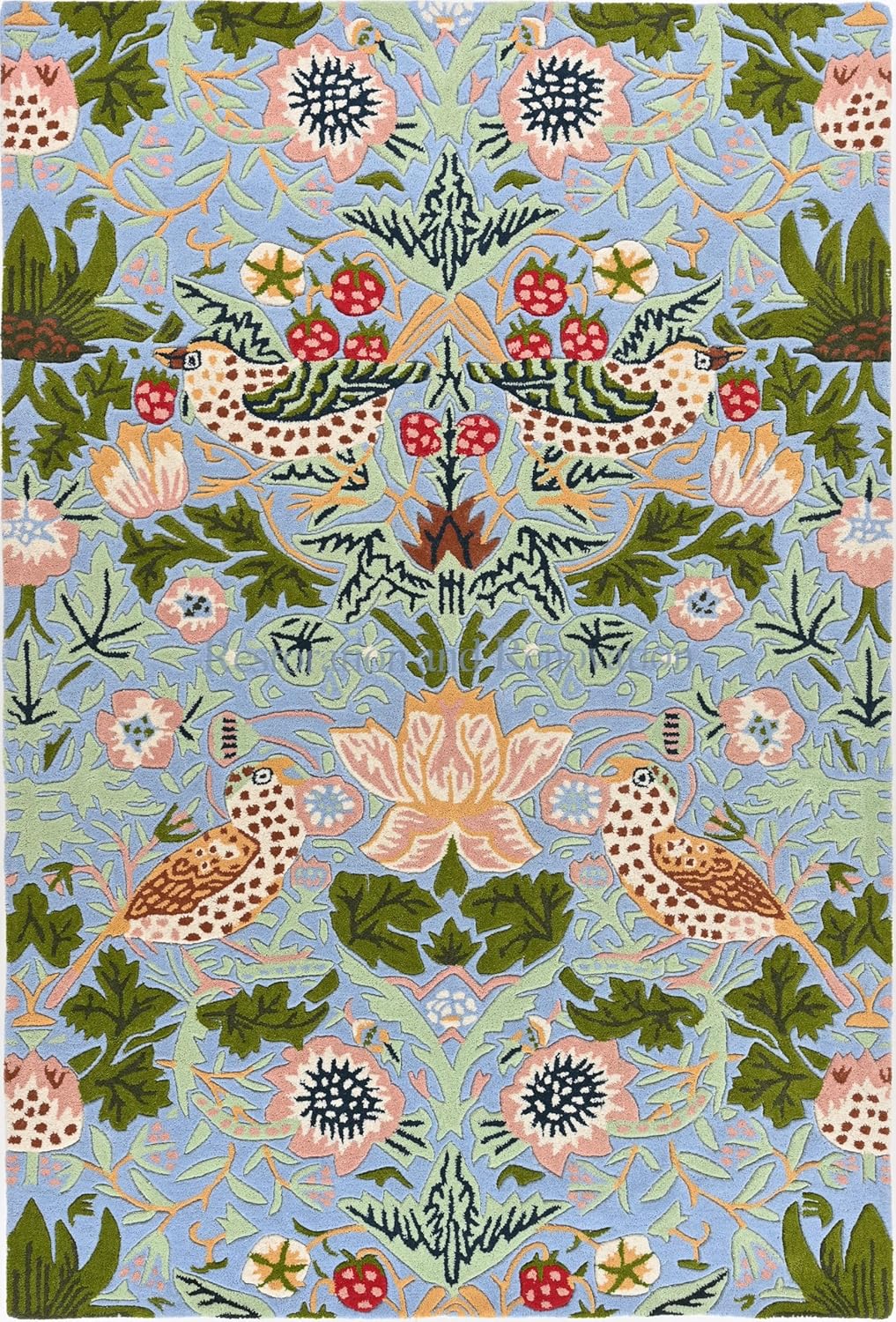 Premium Handmade Wild Strawberry Floral Wool Area Rug