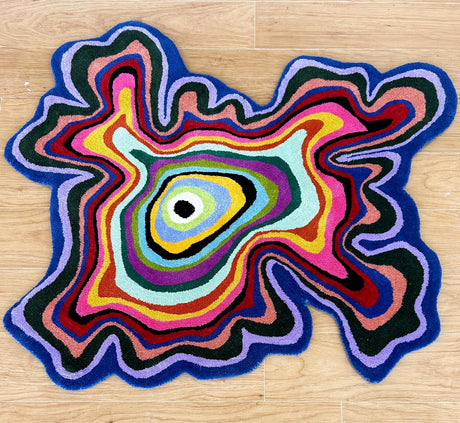 Irregular Shaped Handmade Wool Area Rug