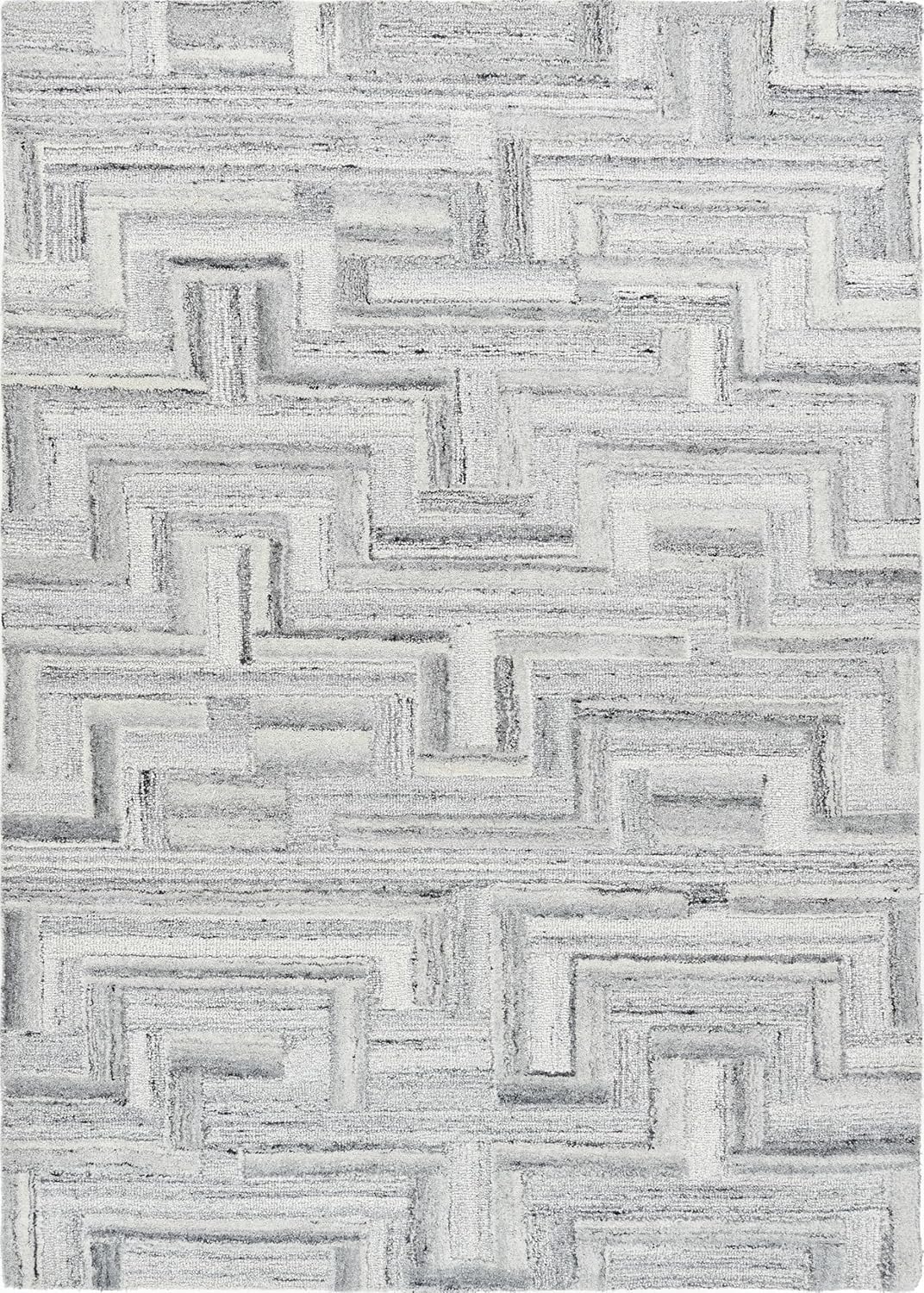 Geometric Wool Rug – Hand-Tufted, Modern Maze Design, Soft & Durable