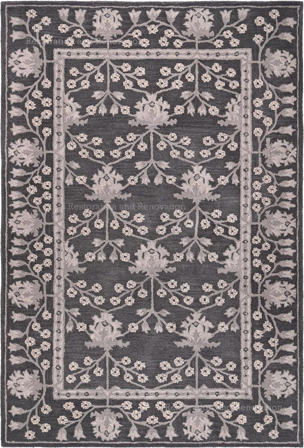Hand Made Kennedy Charcoal 100% Imported Wool Rug