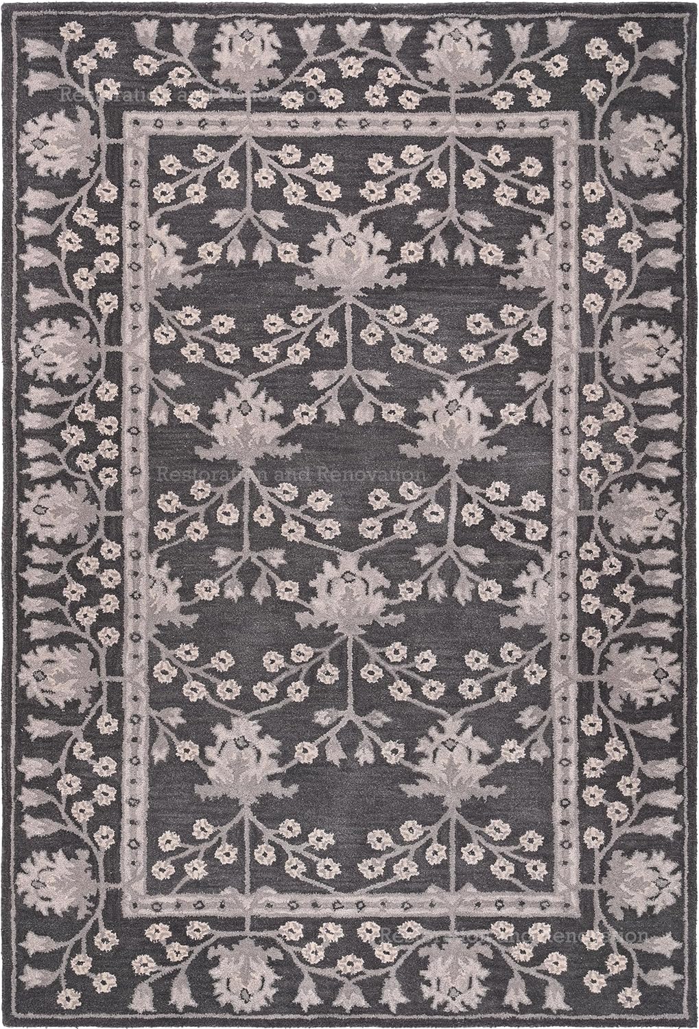 Hand Made Kennedy Charcoal 100% Imported Wool Rug