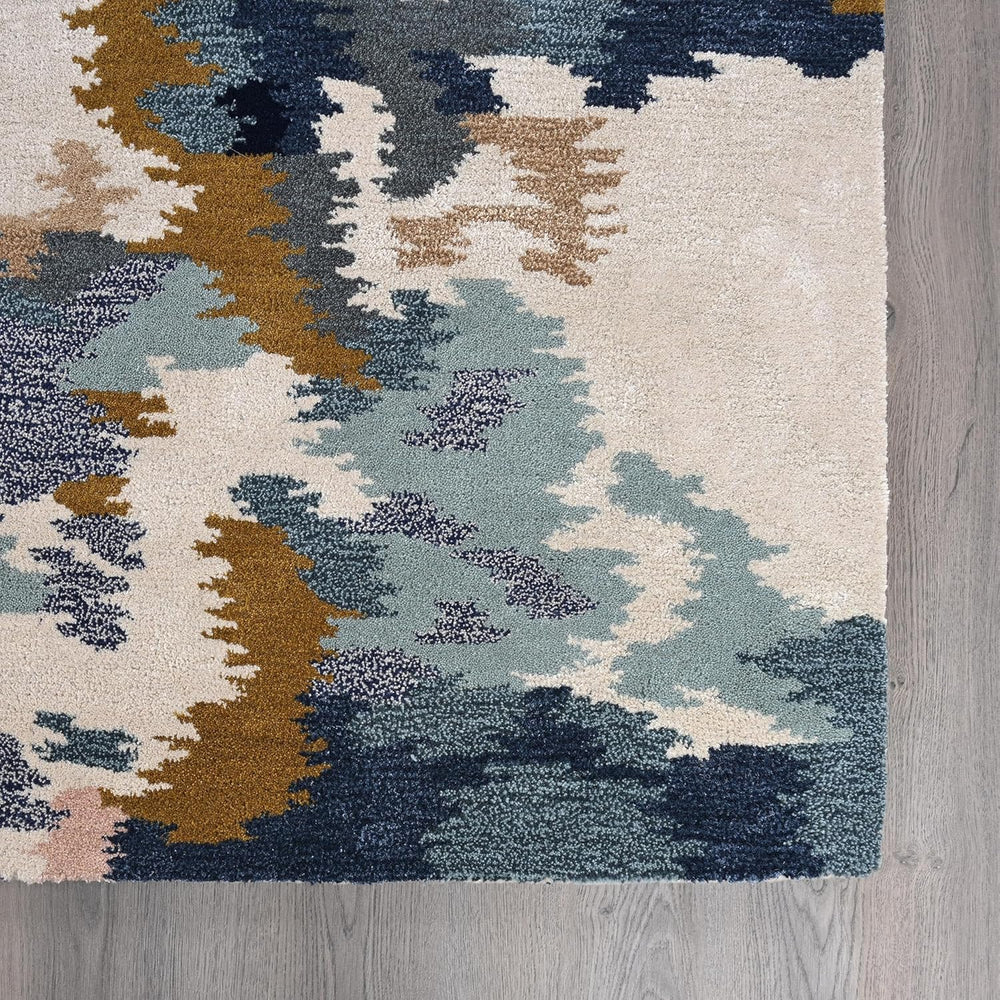 Premium Modern Handmade Wool & Viscose Flame Pattern Area Rug