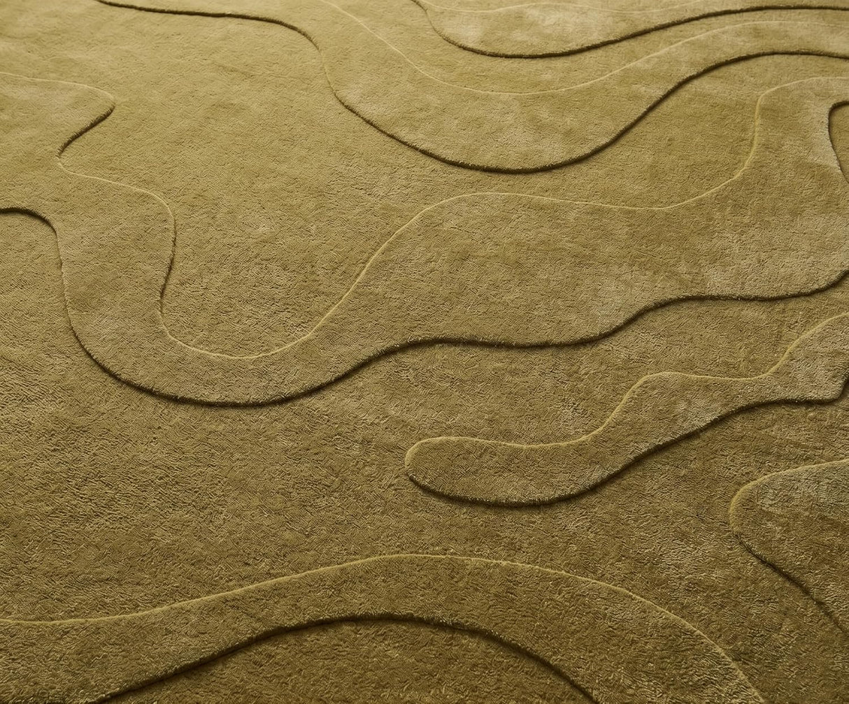 Modern Abstract Hand-Tufted Wool Area Rug Carved High-Low Pattern
