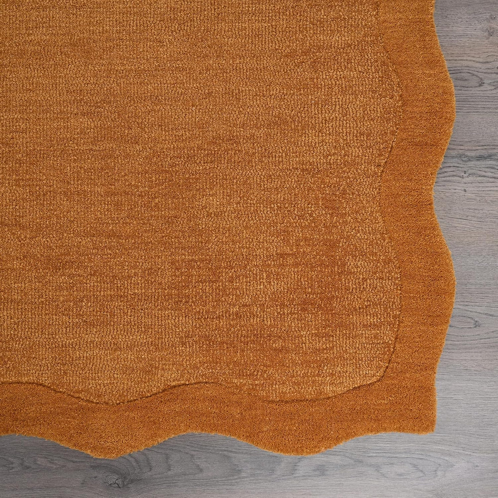 Scalloped Wool Rug – Hand-Tufted, Thick & Soft, Wavy Edge with Cotton Backing