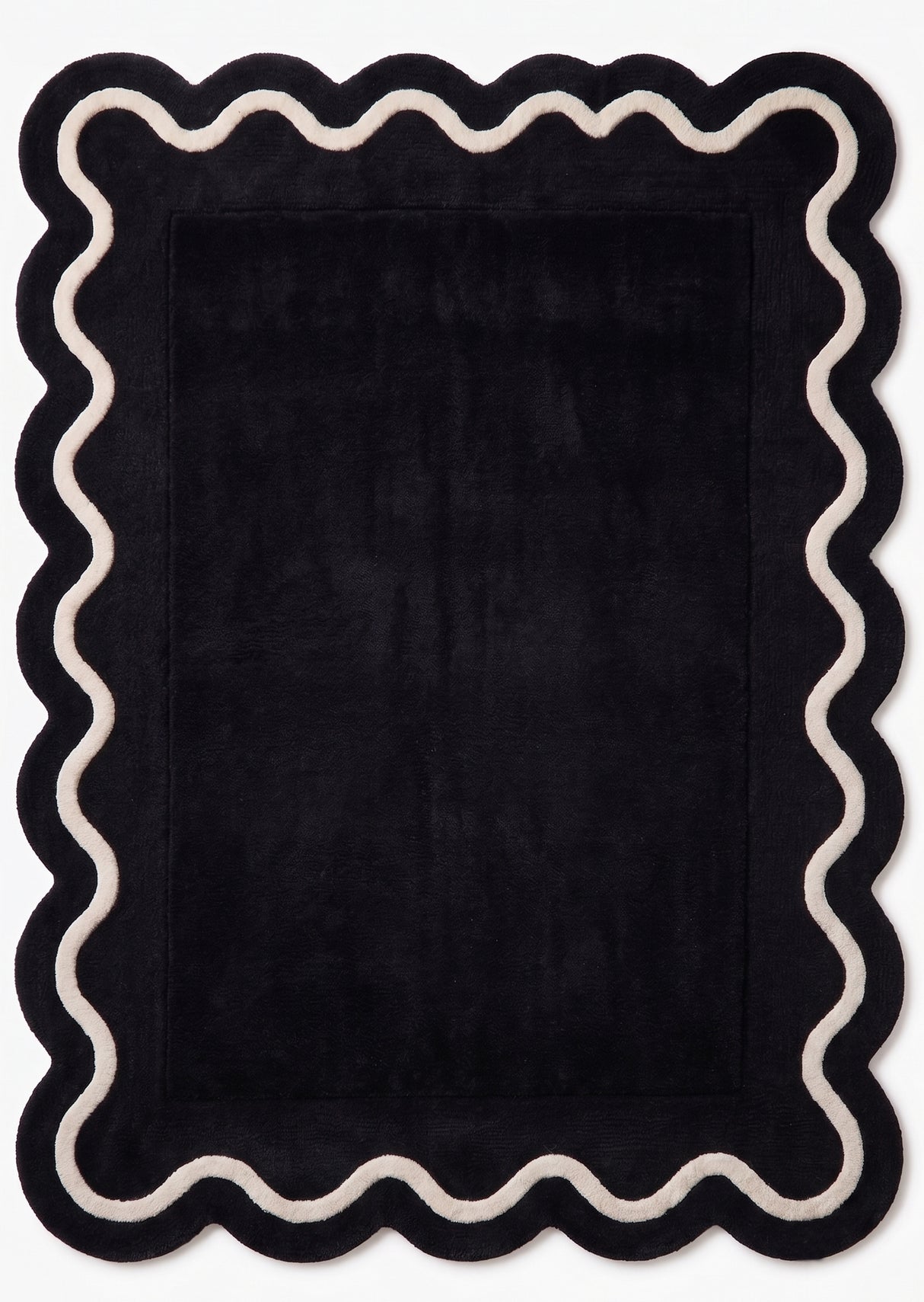 Modern Hand Tufted Wool Rug | Handmade Scalloped Border Carpet