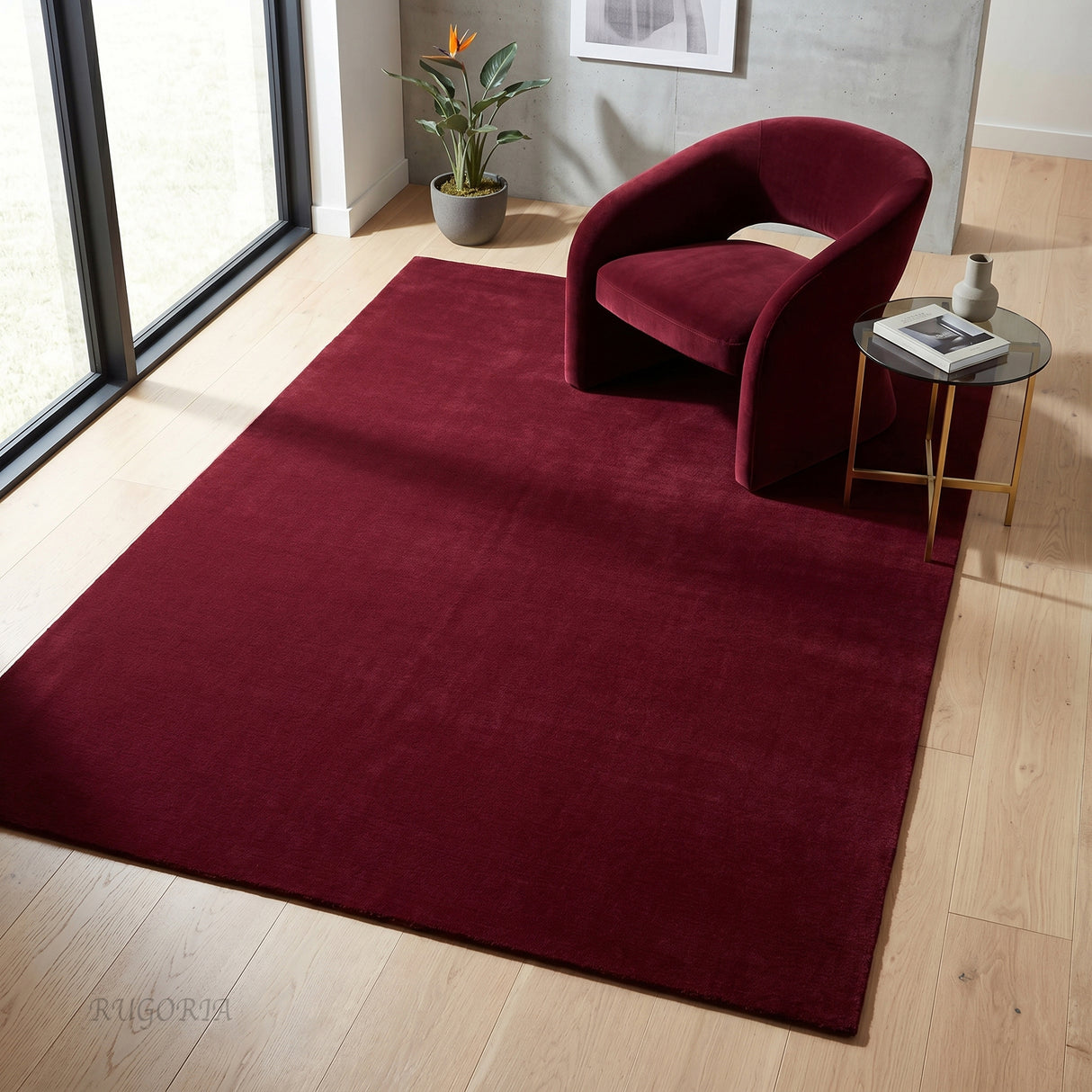 Solid Hand Tufted Wool Area Rug, Soft Plush Carpet