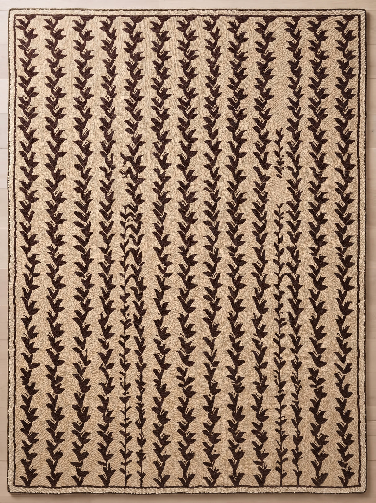 Hand-Tufted Wool Area Rug, Botanical Vine Pattern, Soft Thick Wool Carpet