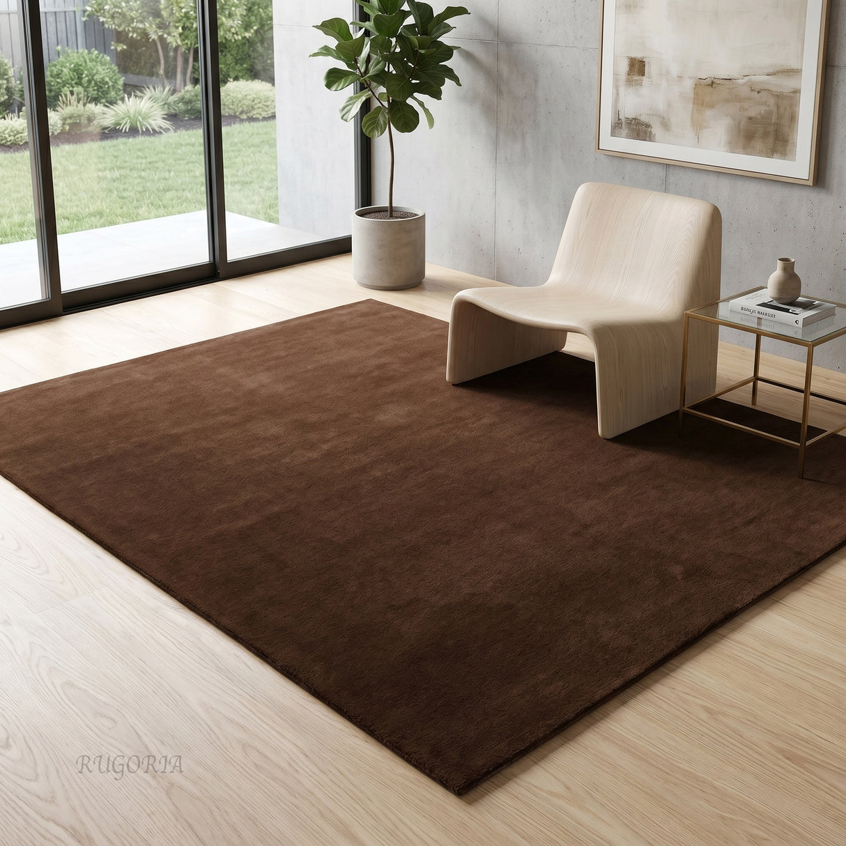 Solid Hand Tufted Wool Area Rug, Soft Plush Carpet