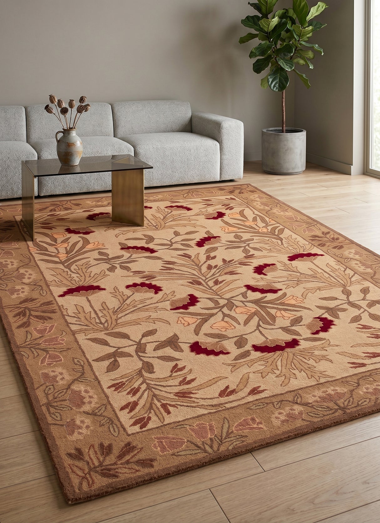 Hand-Tufted Adeline Wool Rug with Traditional Floral Tulip Design