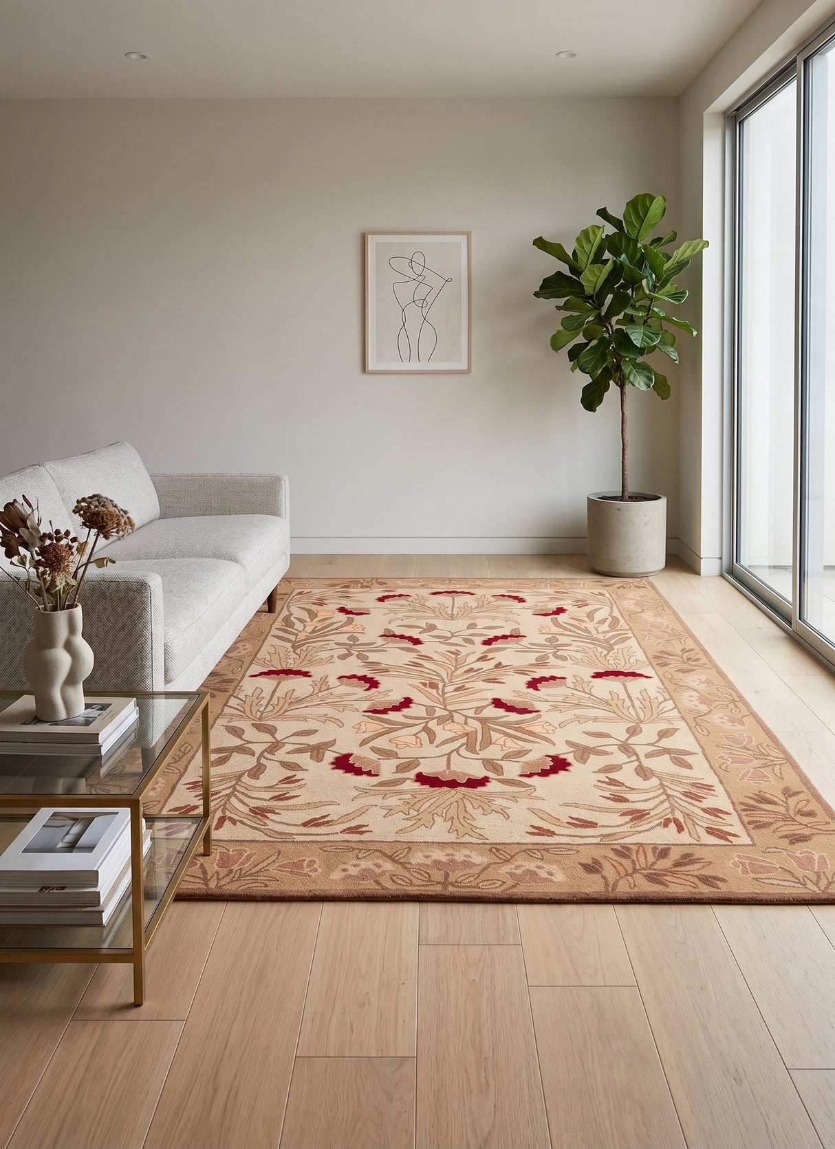 Hand-Tufted Adeline Wool Rug with Traditional Floral Tulip Design